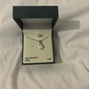 opal silver necklace
